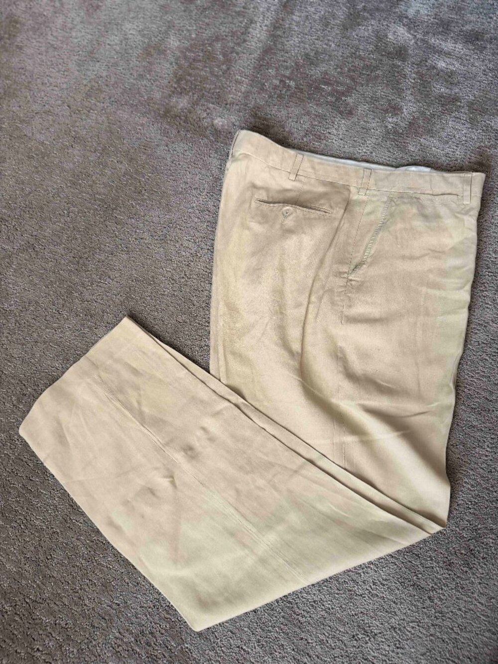 Polo Ralph Lauren Linen Silk Blend Trousers Men's 38/34 Khaki Tan Dress Pants